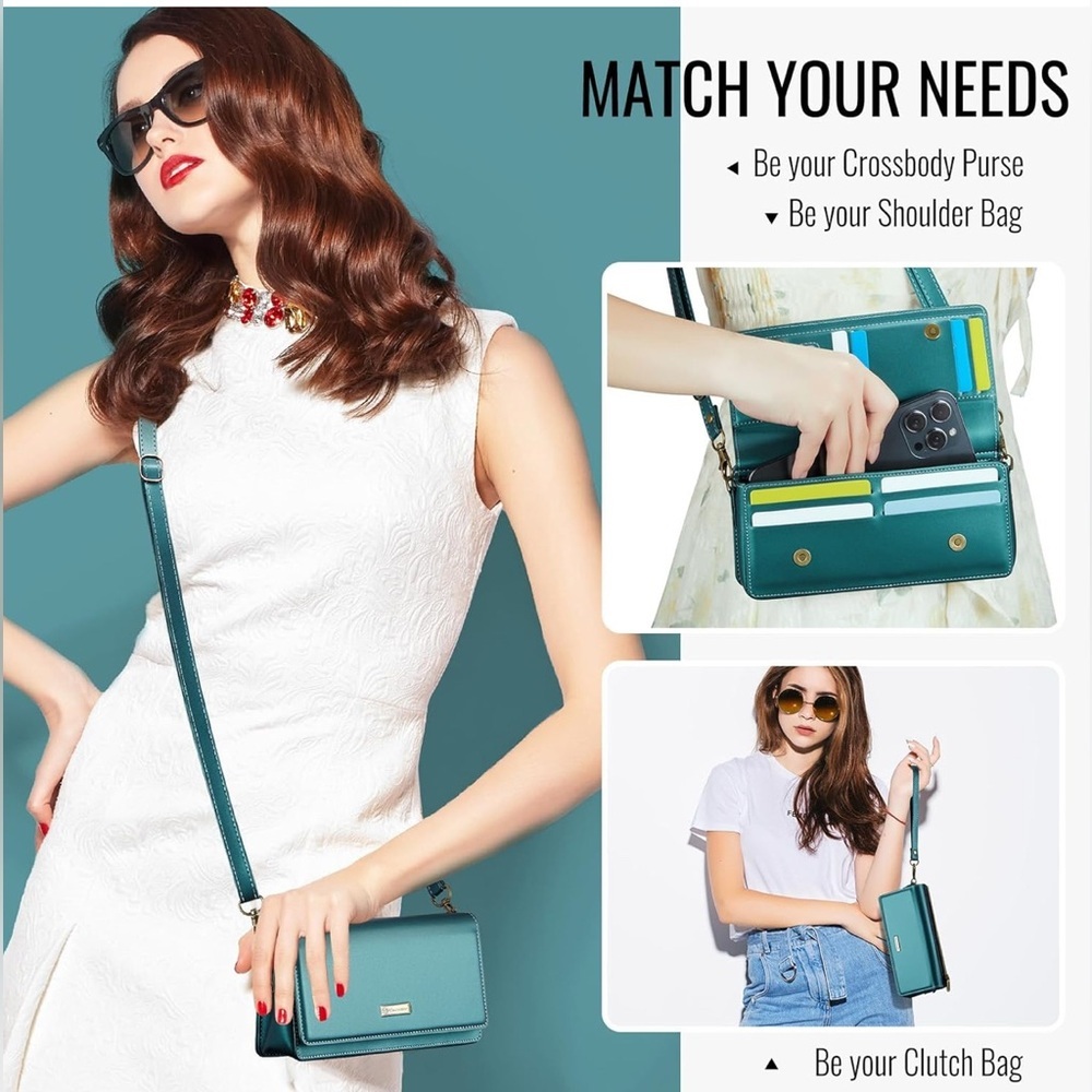 Elegant Teal Crossbody Phone Bag - Picture 4 of 6